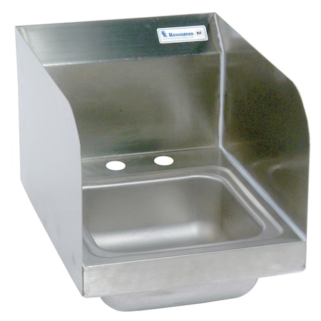 Bk Resources Space Saver Hand Sink Stainless Steel, Side Splashes 2 Holes 9"Wx9" BKHS-D-SS-SS